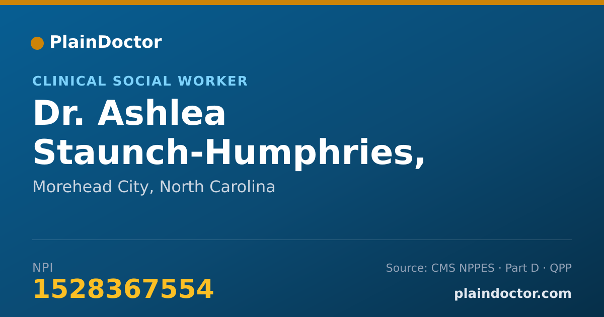 Shareable card for Ashlea Staunch-Humphries, LCSW - Clinical Social Worker, Morehead City, NC