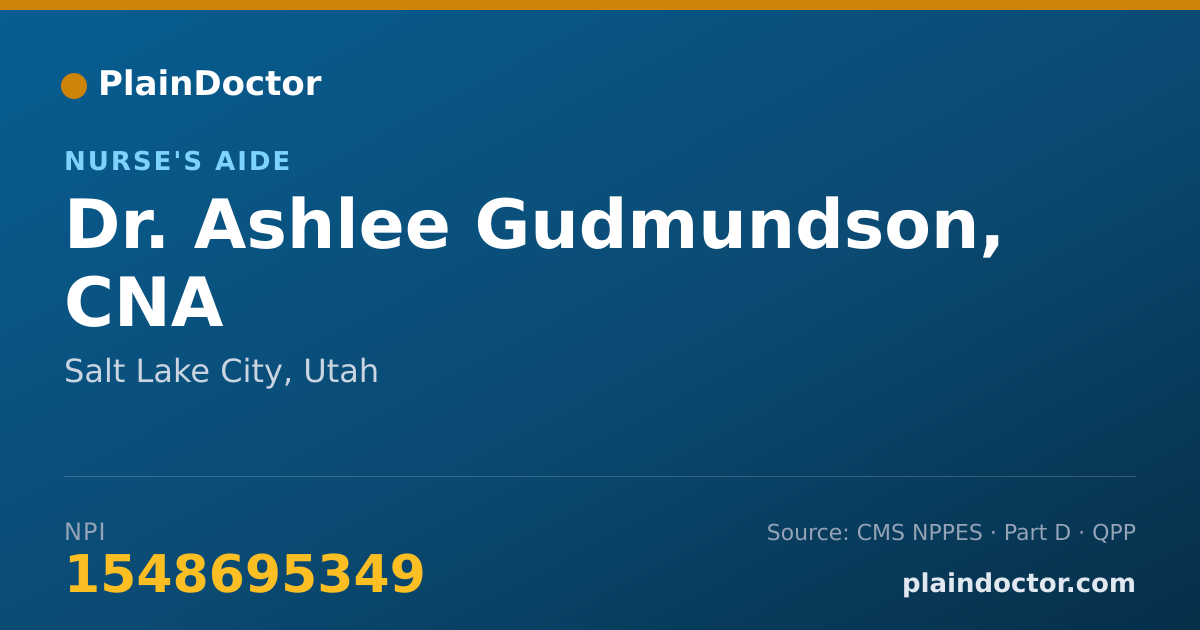 Shareable card for Ashlee Gudmundson, CNA - Nurse's Aide, Salt Lake City, UT