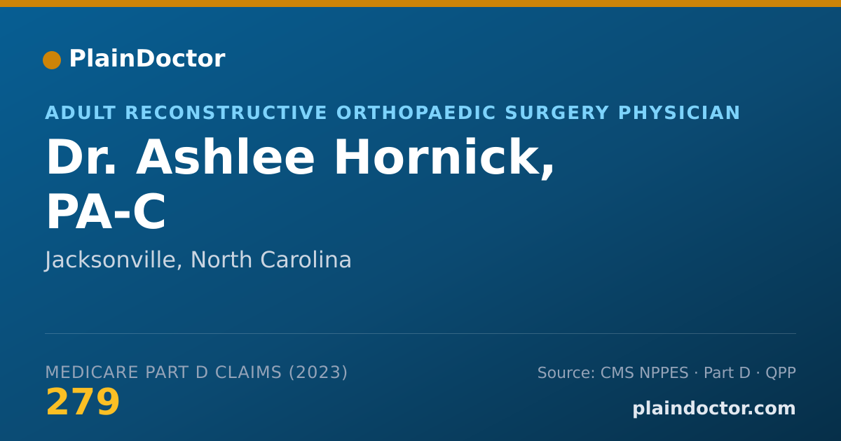 Shareable card for Ashlee Hornick, PA-C - Adult Reconstructive Orthopaedic Surgery Physician, Jacksonville, NC