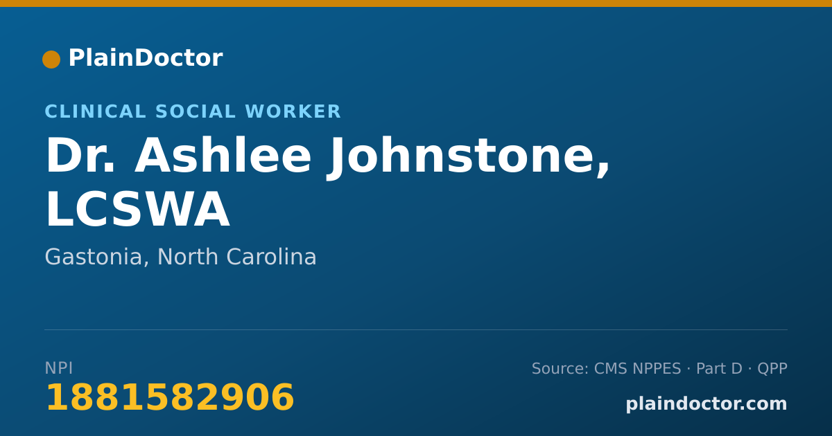 Shareable card for Ashlee Johnstone, LCSWA - Clinical Social Worker, Gastonia, NC
