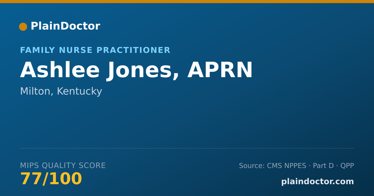 Shareable card for Ashlee Jones, APRN - Family Nurse Practitioner, Milton, KY