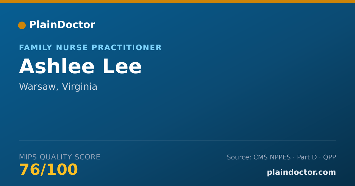 Shareable card for Ashlee Lee - Family Nurse Practitioner, Warsaw, VA
