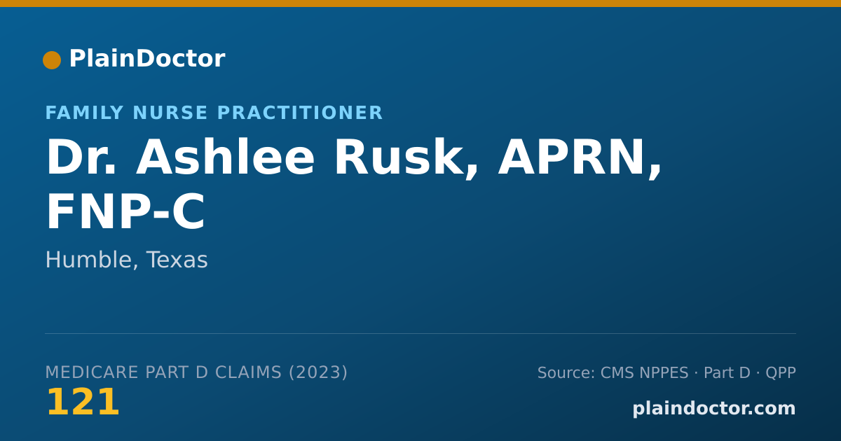 Shareable card for Ashlee Rusk, APRN, FNP-C - Family Nurse Practitioner, Humble, TX