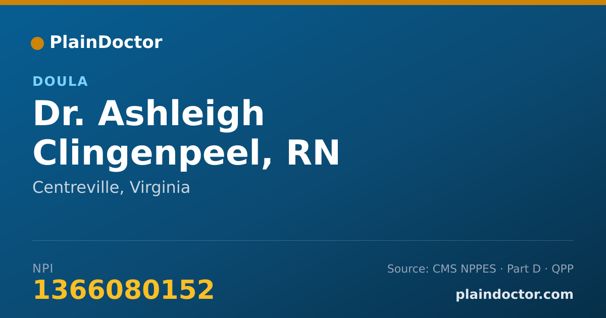 Shareable card for Ashleigh Clingenpeel, RN - Doula, Centreville, VA