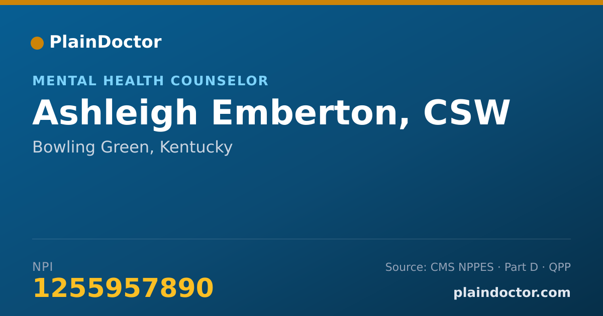 Shareable card for Ashleigh Emberton, CSW - Mental Health Counselor, Bowling Green, KY