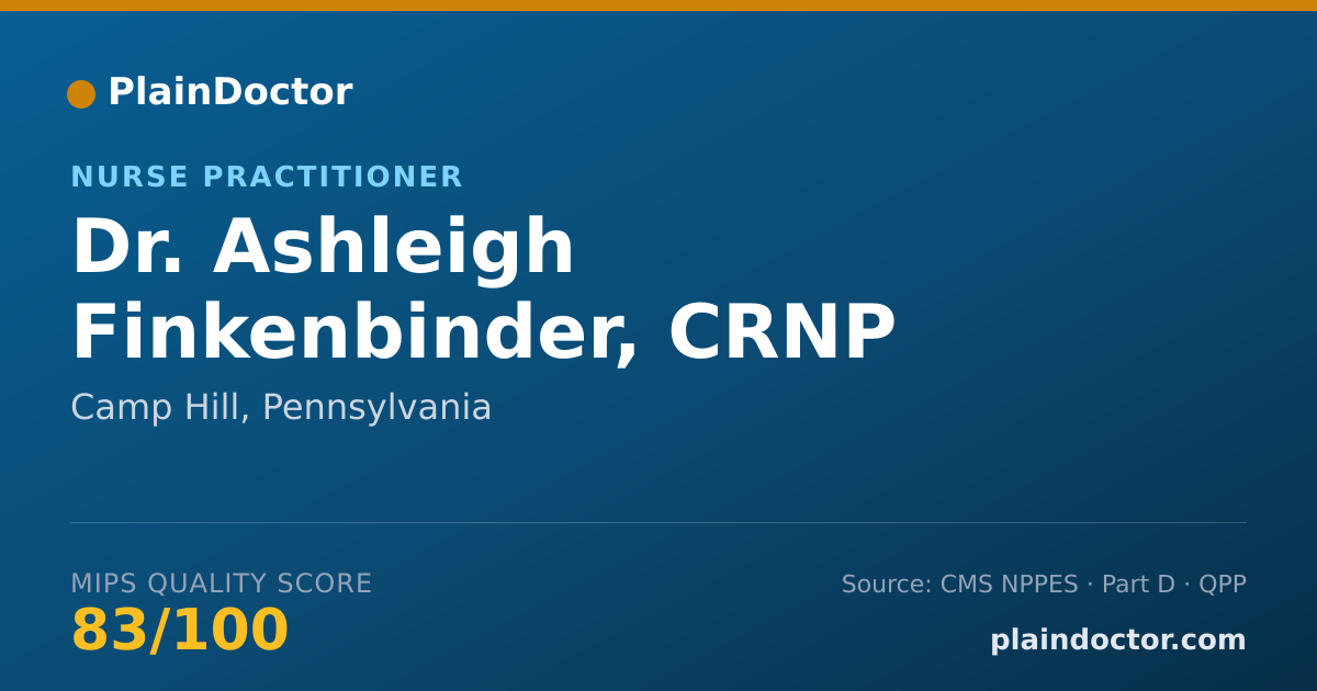 Shareable card for Ashleigh Finkenbinder, CRNP - Nurse Practitioner, Camp Hill, PA