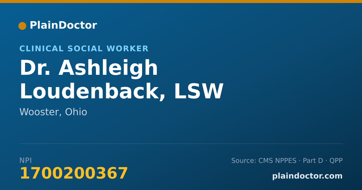 Shareable card for Ashleigh Loudenback, LSW - Clinical Social Worker, Wooster, OH