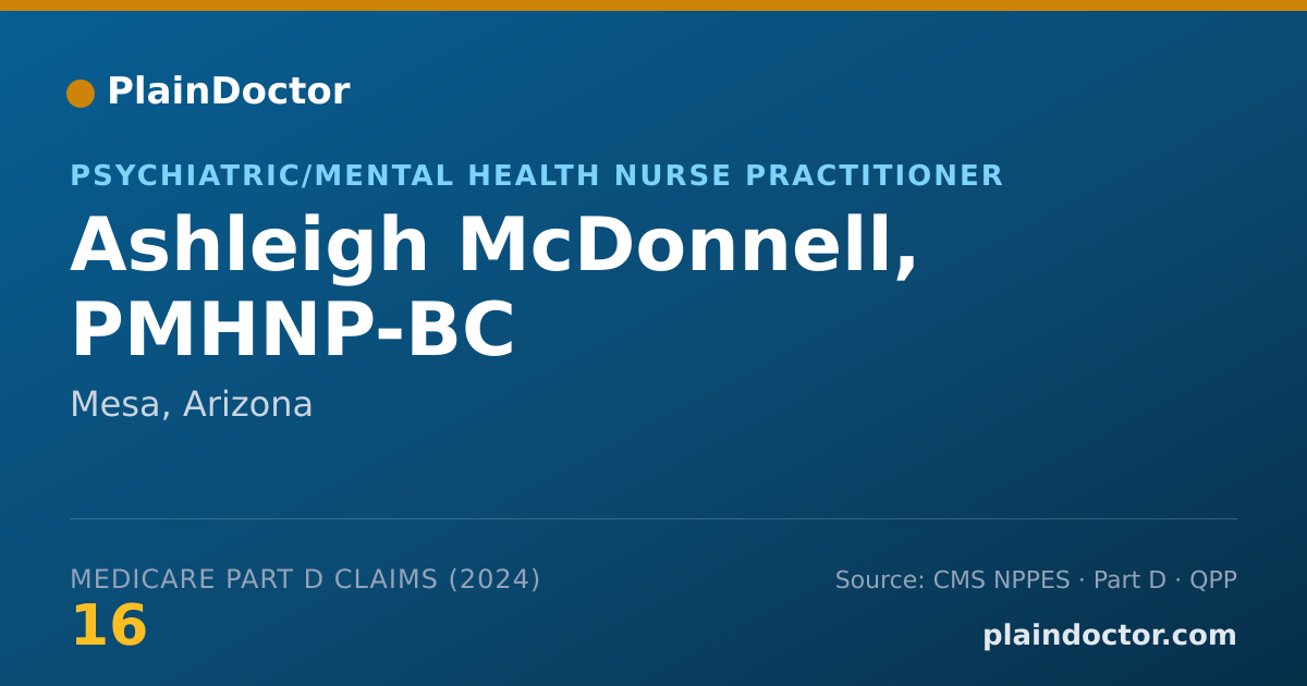 Shareable card for Ashleigh McDonnell, PMHNP-BC - Psychiatric/Mental Health Nurse Practitioner, Phoenix, AZ