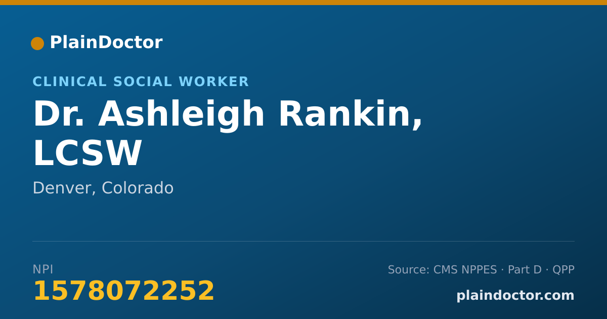 Shareable card for Ashleigh Rankin, LCSW - Clinical Social Worker, Denver, CO