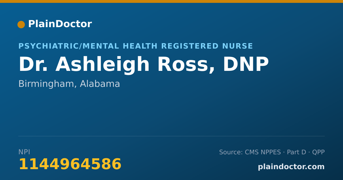 Shareable card for Ashleigh Ross, DNP - Psychiatric/Mental Health Registered Nurse, Birmingham, AL