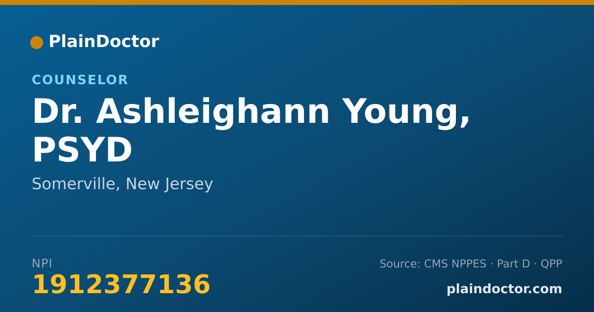 Shareable card for Ashleighann Young, PSYD - Psychologist, Somerville, NJ