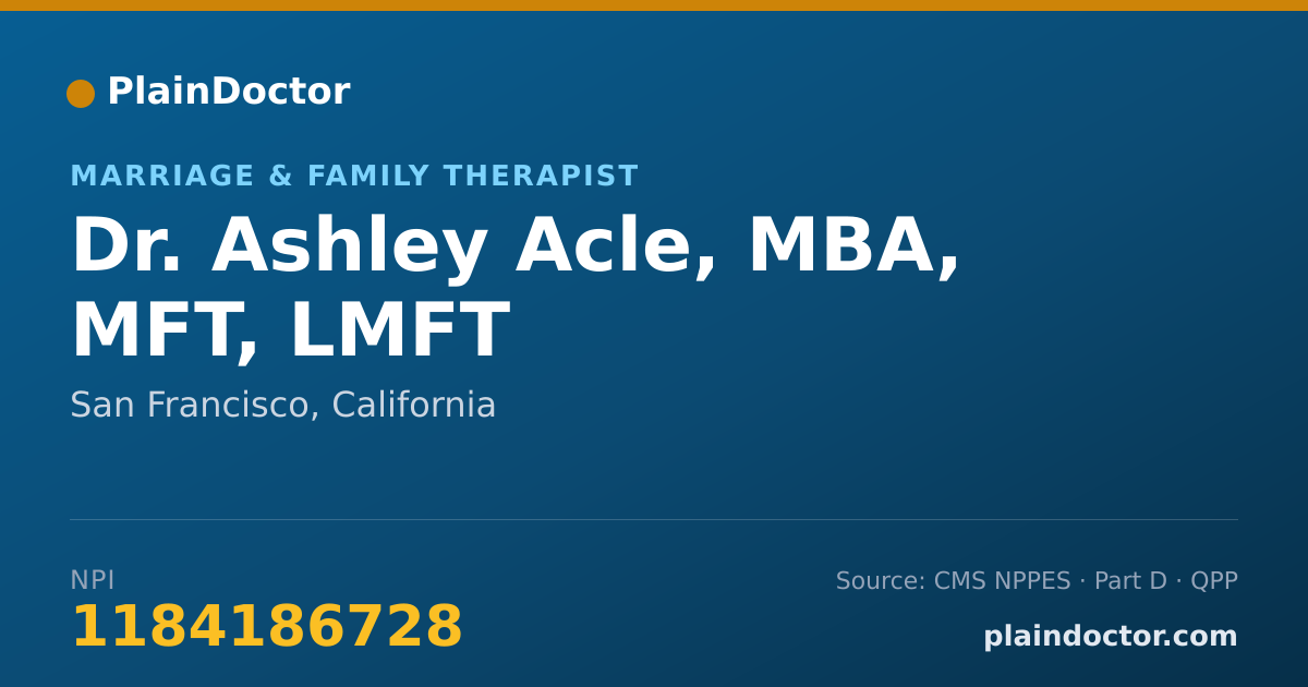 Shareable card for Ashley Acle, MBA, MFT, LMFT - Marriage & Family Therapist, San Francisco, CA