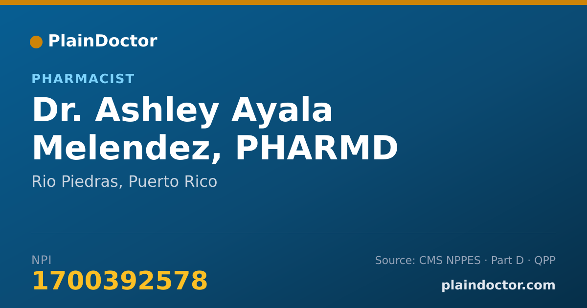 Shareable card for Ashley Ayala Melendez, PHARMD - Pharmacist, Rio Piedras, PR