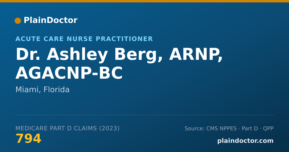Shareable card for Ashley Berg, ARNP, AGACNP-BC - Acute Care Nurse Practitioner, Miami, FL