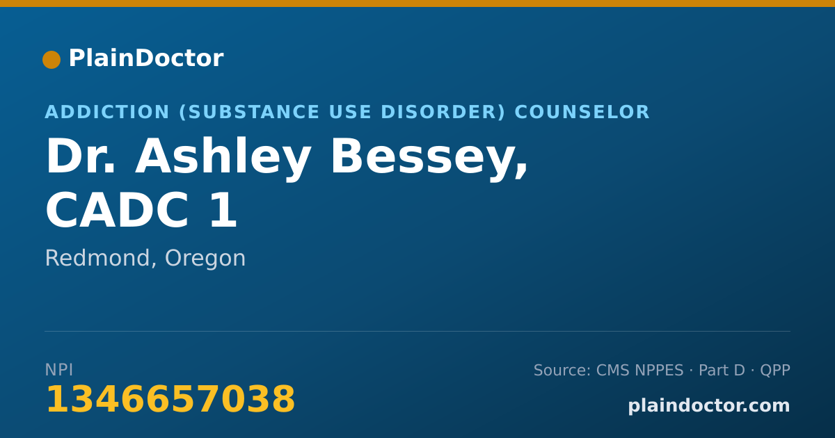 Shareable card for Ashley Bessey, CADC 1 - Addiction (Substance Use Disorder) Counselor, Redmond, OR