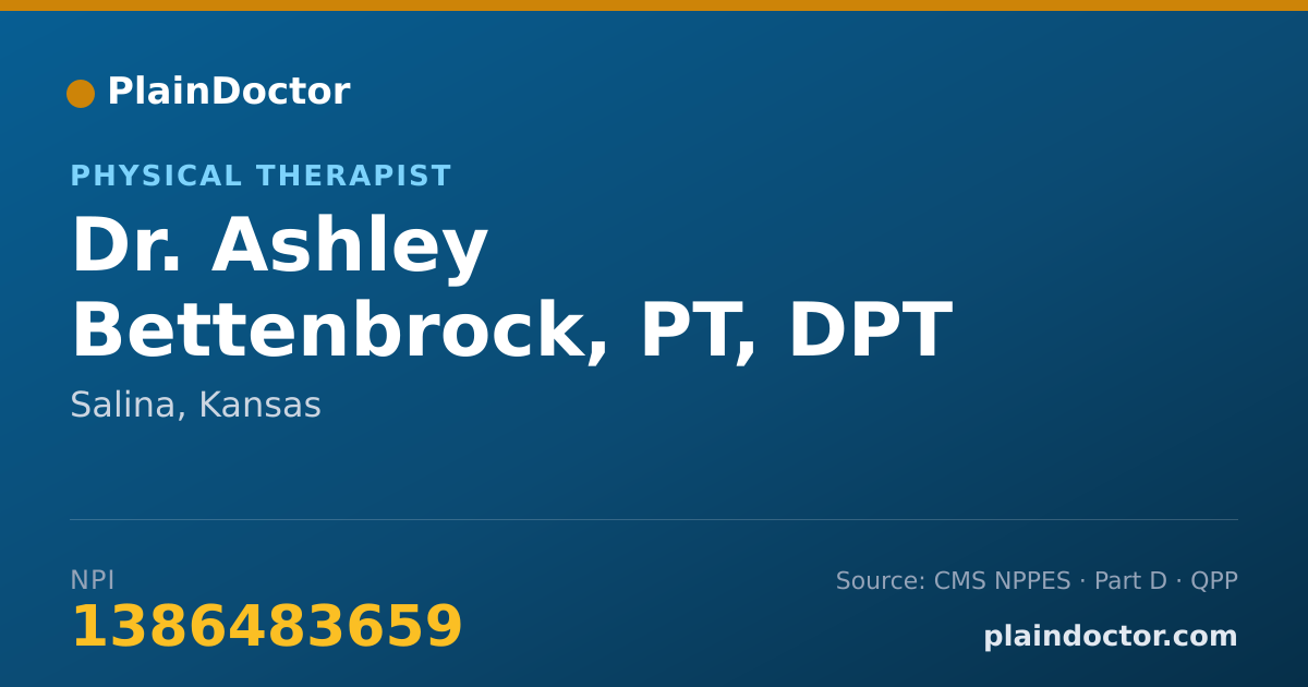 Shareable card for Ashley Bettenbrock, PT, DPT - Physical Therapist, Salina, KS
