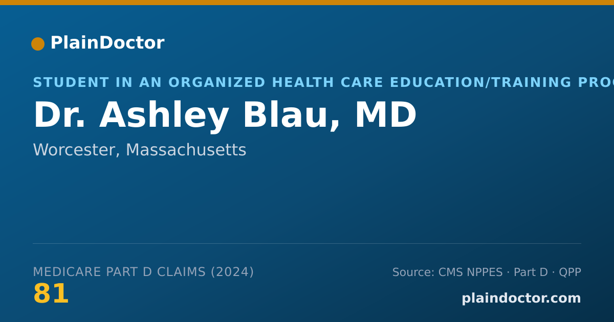 Shareable card for Ashley Blau, MD - Student in an Organized Health Care Education/Training Program, Worcester, MA