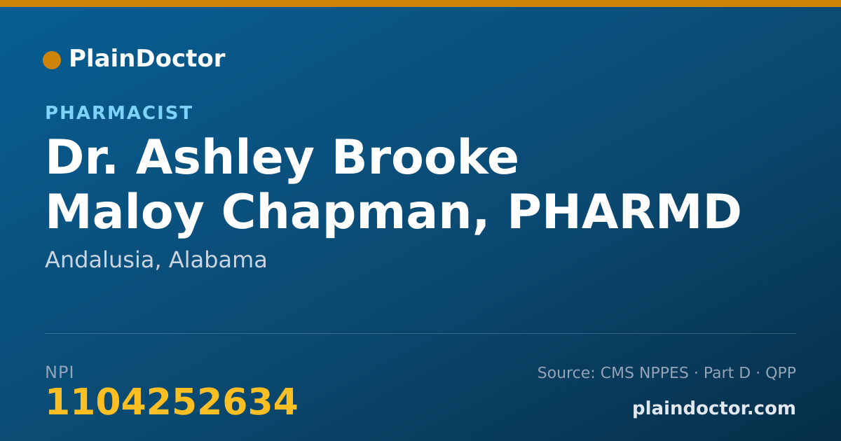 Shareable card for Ashley Brooke Maloy Chapman, PHARMD - Pharmacist, Andalusia, AL