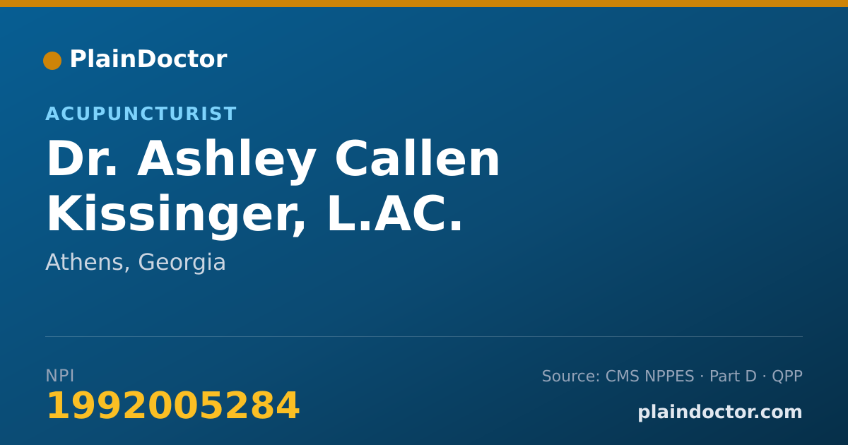 Shareable card for Ashley Callen Kissinger, L.AC. - Acupuncturist, Athens, GA