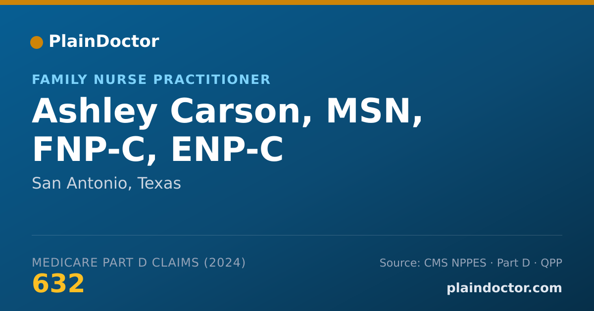 Shareable card for Ashley Carson, MSN, FNP-C, ENP-C - Family Nurse Practitioner, San Antonio, TX