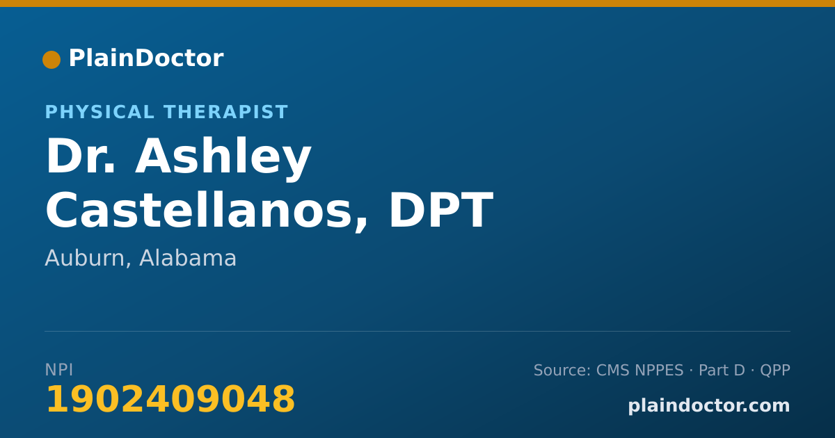 Shareable card for Ashley Castellanos, DPT - Physical Therapist, Auburn, AL