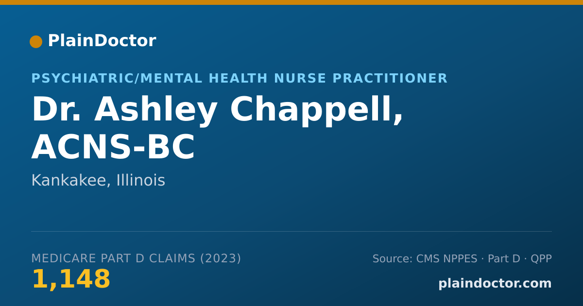 Shareable card for Ashley Chappell, ACNS-BC - Psychiatric/Mental Health Nurse Practitioner, Kankakee, IL