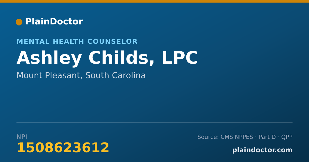 Shareable card for Ashley Childs, LPC - Mental Health Counselor, Mount Pleasant, SC