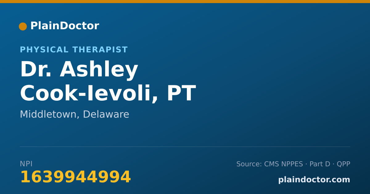 Shareable card for Ashley Cook-Ievoli, PT - Physical Therapist, Middletown, DE