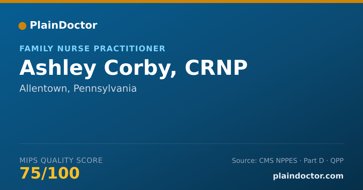 Shareable card for Ashley Corby, CRNP - Family Nurse Practitioner, Allentown, PA