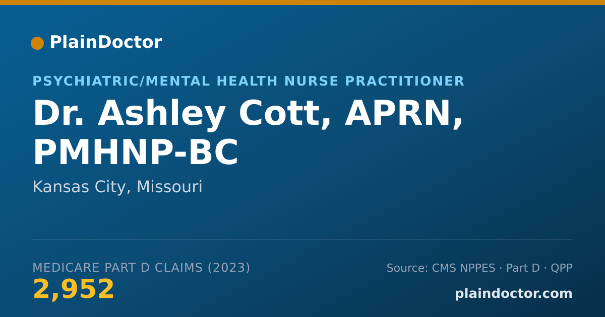 Shareable card for Ashley Cott, APRN, PMHNP-BC - Psychiatric/Mental Health Nurse Practitioner, Kansas City, MO