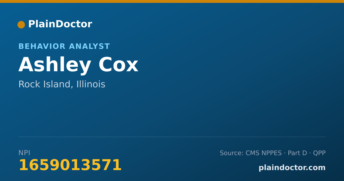 Shareable card for Ashley Cox - Behavior Analyst, Rock Island, IL