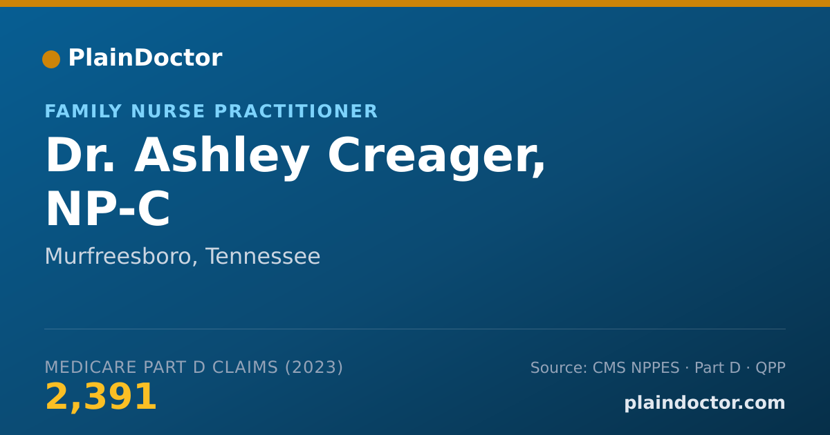Shareable card for Ashley Creager, NP-C - Family Nurse Practitioner, Murfreesboro, TN