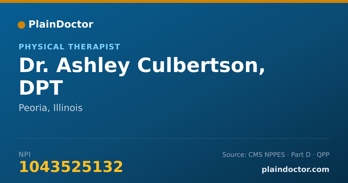Shareable card for Ashley Culbertson, DPT - Physical Therapist, Peoria, IL