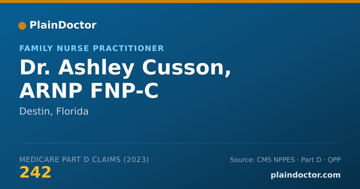 Shareable card for Ashley Cusson, ARNP FNP-C - Family Nurse Practitioner, Destin, FL