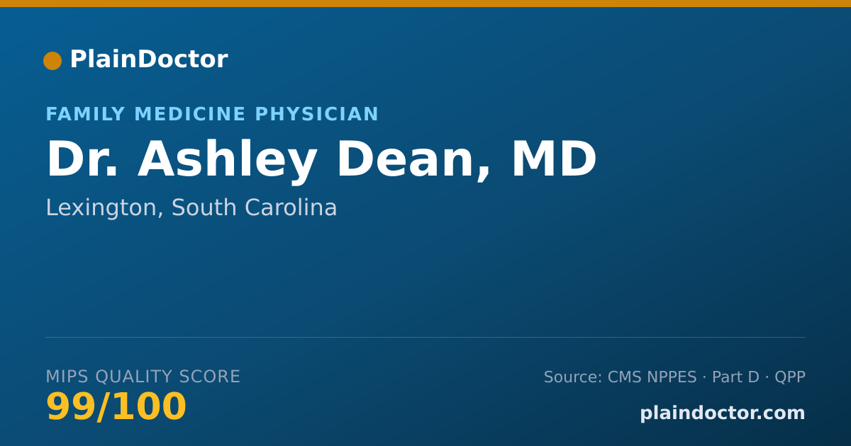 Shareable card for Ashley Dean, MD - Family Medicine Physician, Lexington, SC