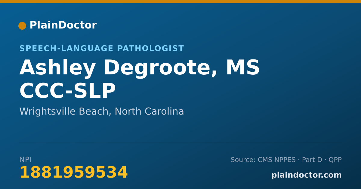 Shareable card for Ashley Degroote, MS CCC-SLP - Speech-Language Pathologist, Wrightsville Beach, NC
