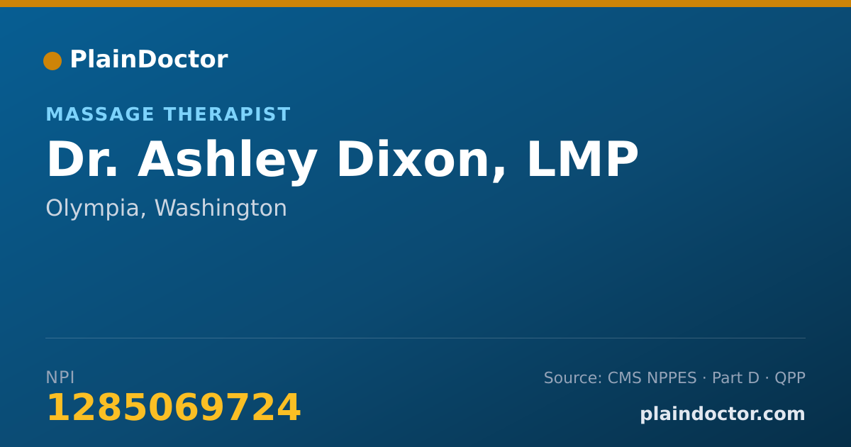 Shareable card for Ashley Dixon, LMP - Massage Therapist, Olympia, WA