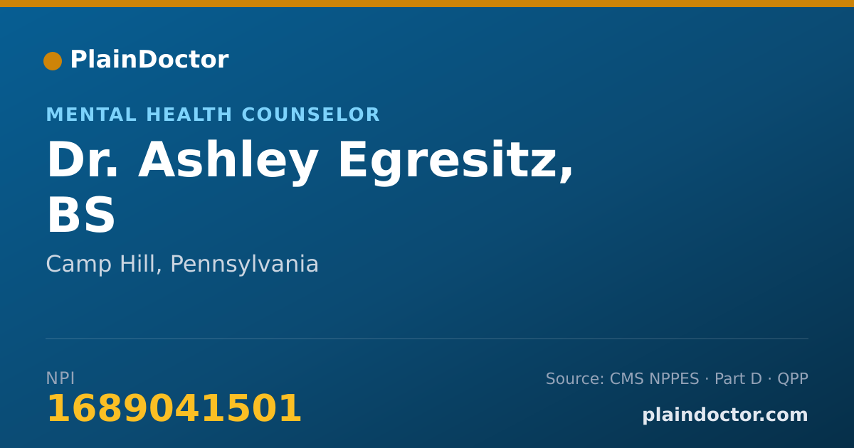 Shareable card for Ashley Egresitz, BS - Mental Health Counselor, Camp Hill, PA