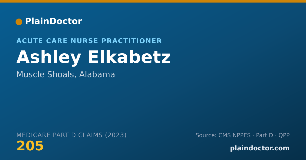 Shareable card for Ashley Elkabetz - Acute Care Nurse Practitioner, Muscle Shoals, AL