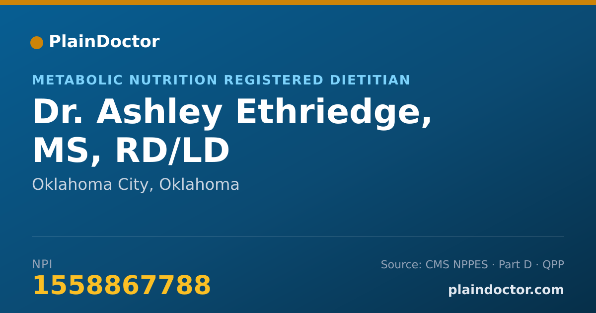 Shareable card for Ashley Ethriedge, MS, RD/LD - Metabolic Nutrition Registered Dietitian, Oklahoma City, OK