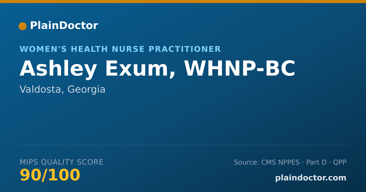 Shareable card for Ashley Exum, WHNP-BC - Women's Health Nurse Practitioner, Valdosta, GA