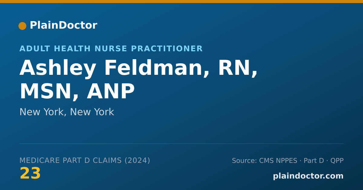 Shareable card for Ashley Feldman, RN, MSN, ANP - Adult Health Nurse Practitioner, New York, NY