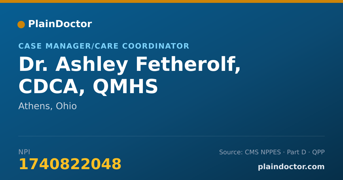 Shareable card for Ashley Fetherolf, CDCA, QMHS - Case Manager/Care Coordinator, Athens, OH