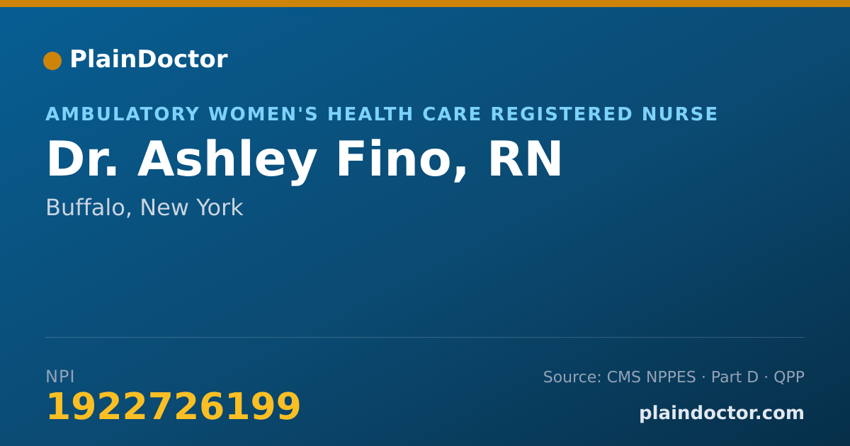 Shareable card for Ashley Fino, RN - Ambulatory Women's Health Care Registered Nurse, Buffalo, NY