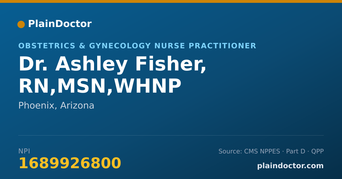 Shareable card for Ashley Fisher, RN,MSN,WHNP - Obstetrics & Gynecology Nurse Practitioner, Phoenix, AZ