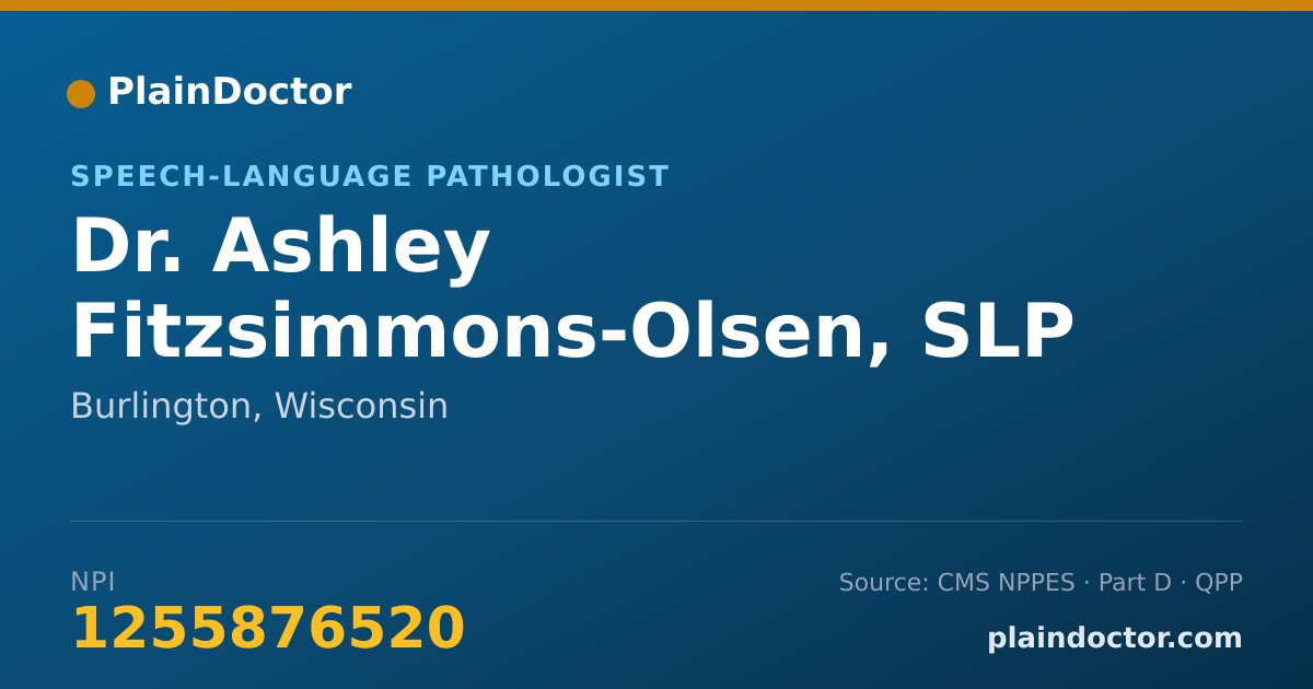 Shareable card for Ashley Fitzsimmons-Olsen, SLP - Speech-Language Pathologist, Burlington, WI
