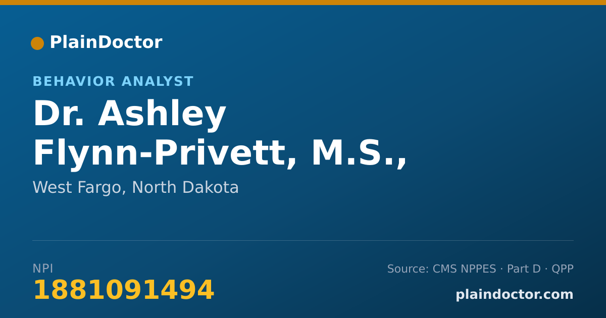 Shareable card for Ashley Flynn-Privett, M.S., BCBA - Behavior Analyst, West Fargo, ND