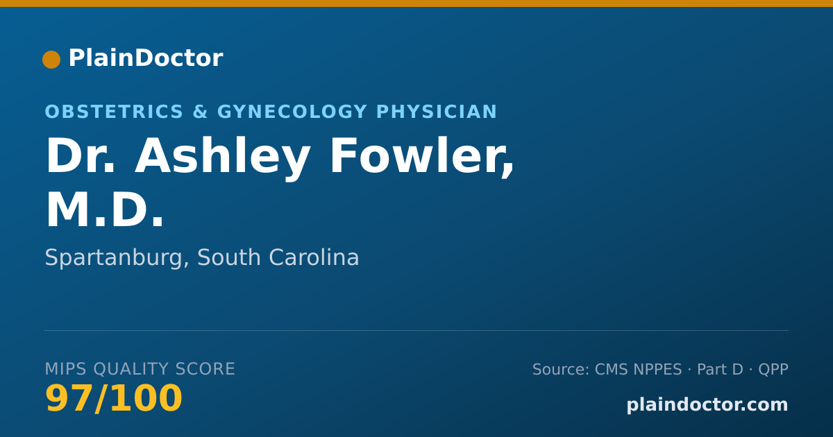 Shareable card for Ashley Fowler, M.D. - Obstetrics & Gynecology Physician, Spartanburg, SC