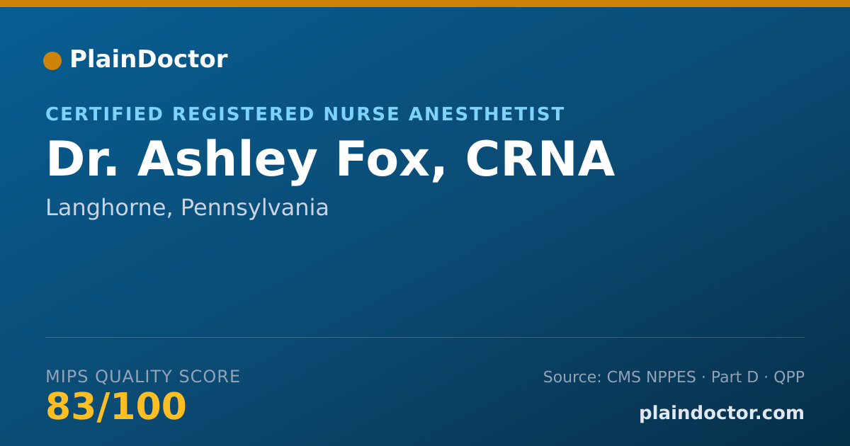Shareable card for Ashley Fox, CRNA - Certified Registered Nurse Anesthetist, Langhorne, PA