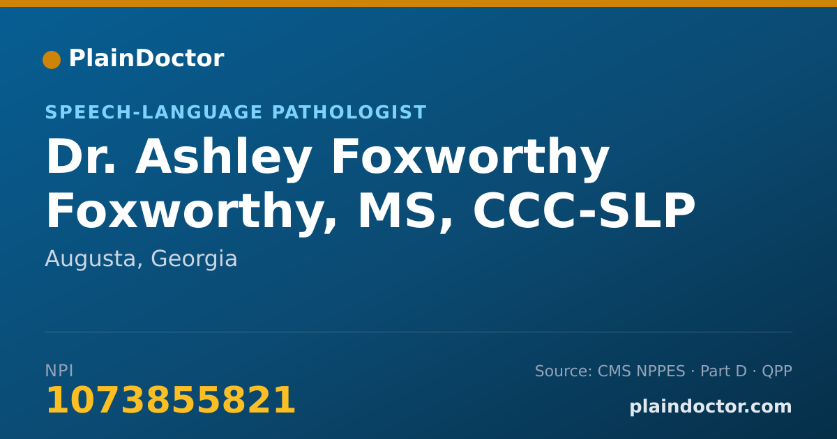 Shareable card for Ashley Foxworthy Foxworthy, MS, CCC-SLP - Speech-Language Pathologist, Augusta, GA